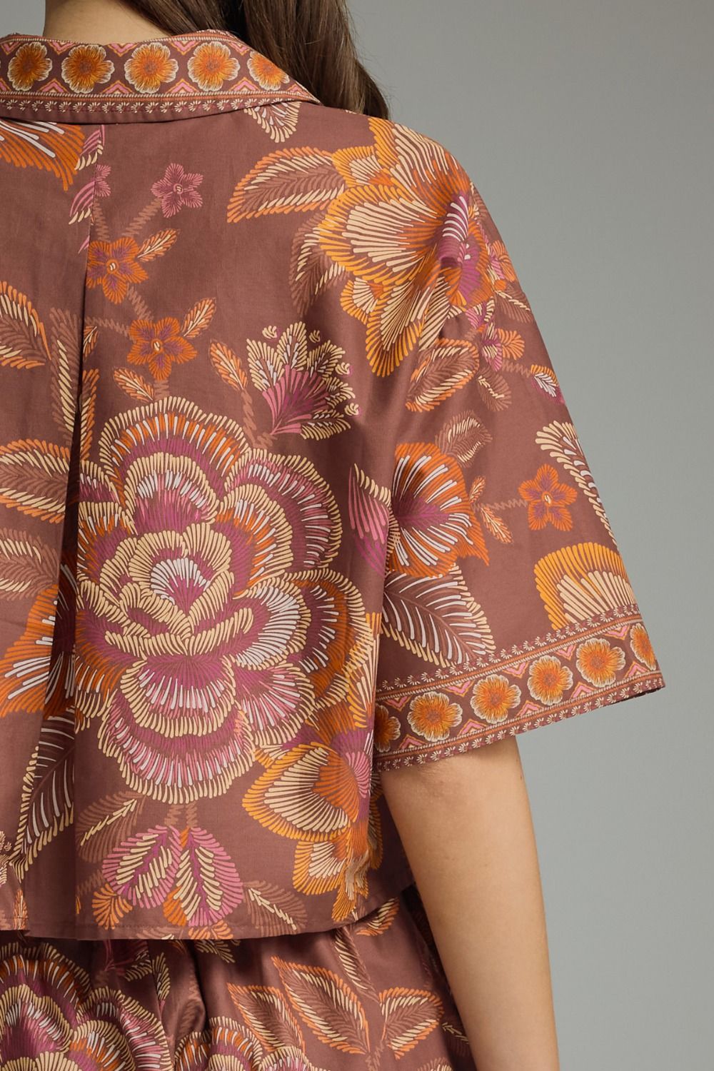 Italy is Calling Terracotta Floral Blouse & Wrap Skort Set