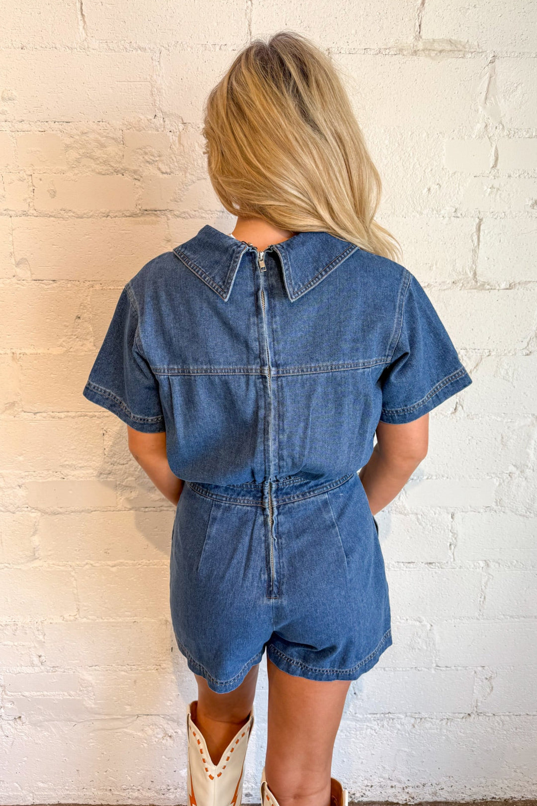 Feeling Flirty Denim Romper