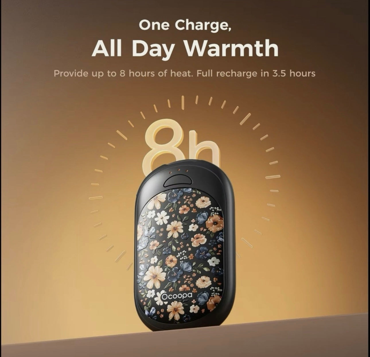 Portable Hand Warmer-Black Floral