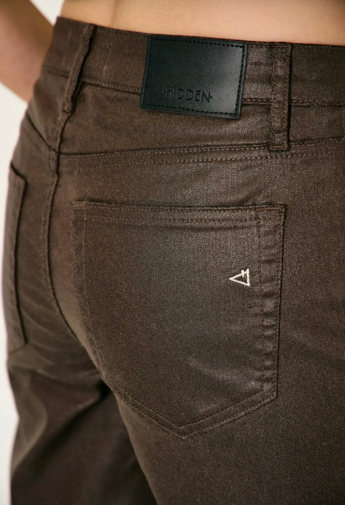 Ella High Rise Brown Coated Classic Straight Hidden Jeans ~inseam 31