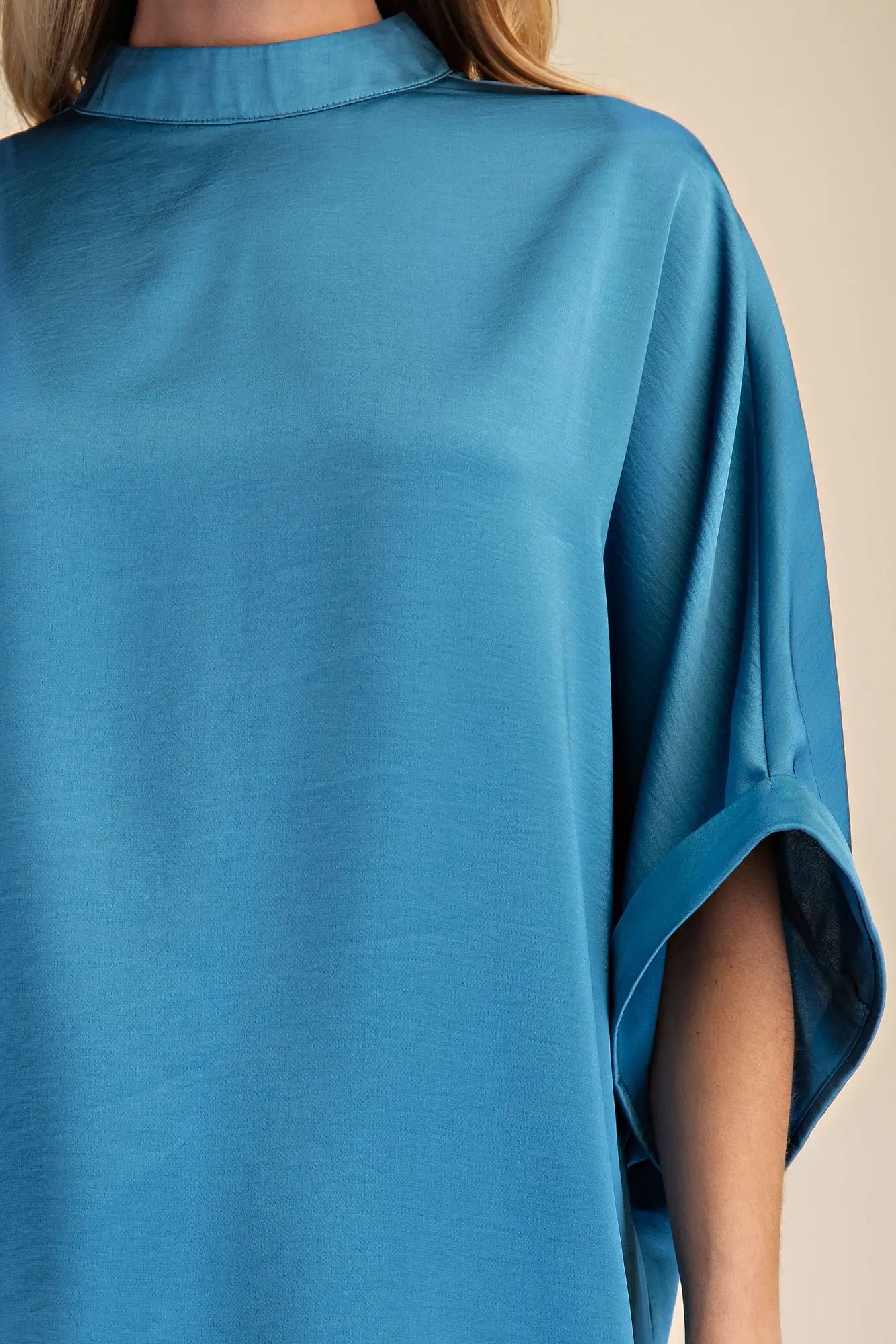 Slate Mock Neck Blouse