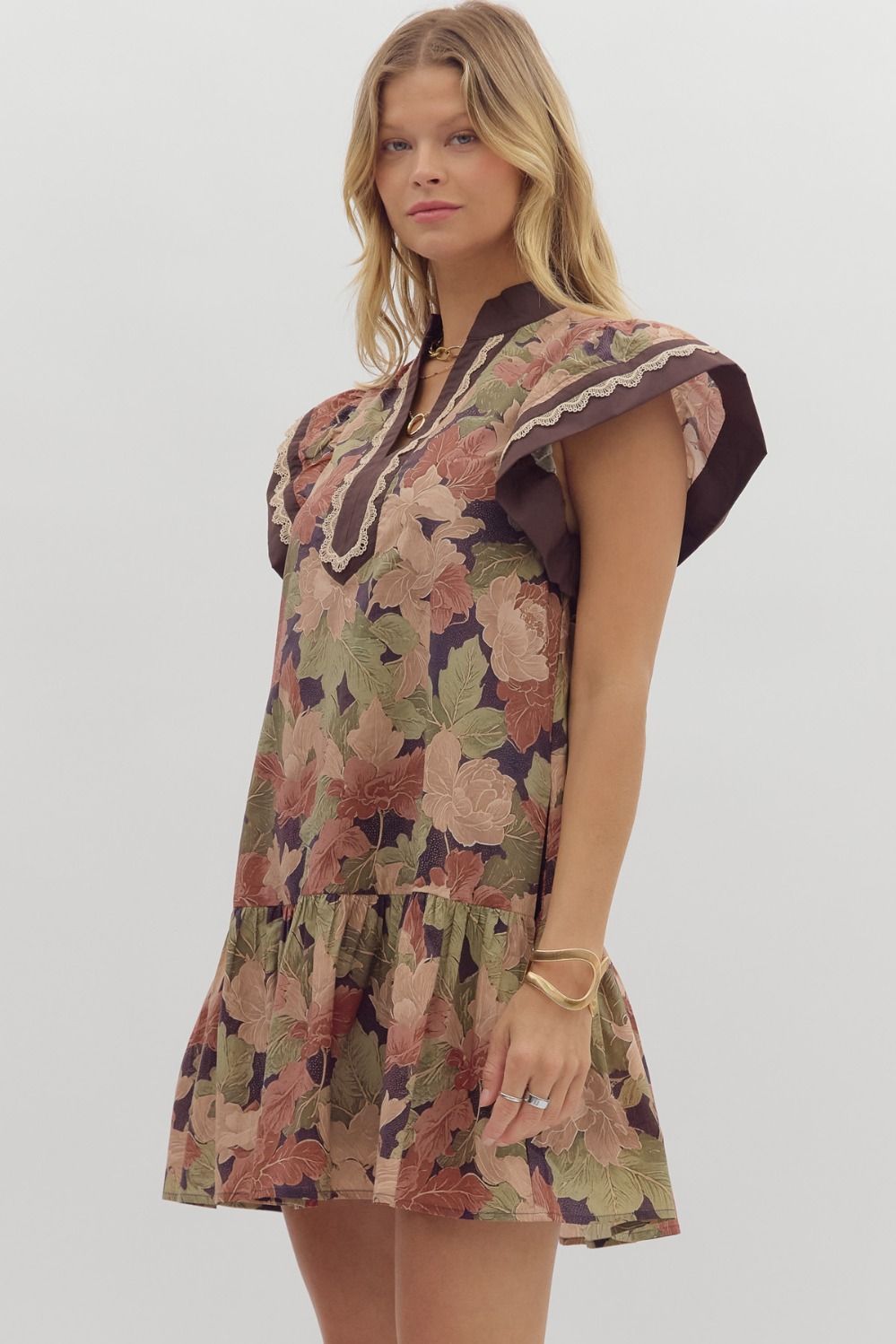 Falling Into You Floral Dress~ Entro