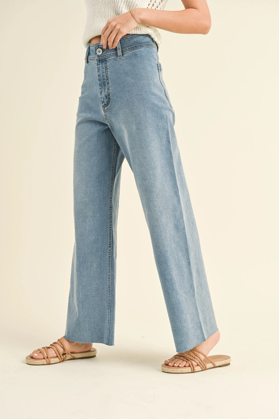 Light Denim Wide Leg Jeans Miou Muse