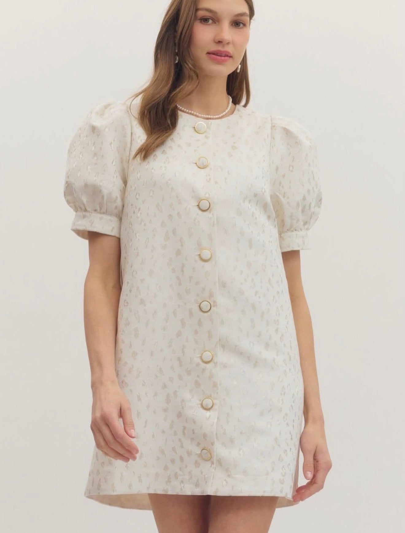 Classic Chic Puff Sleeve Dress- Cream S