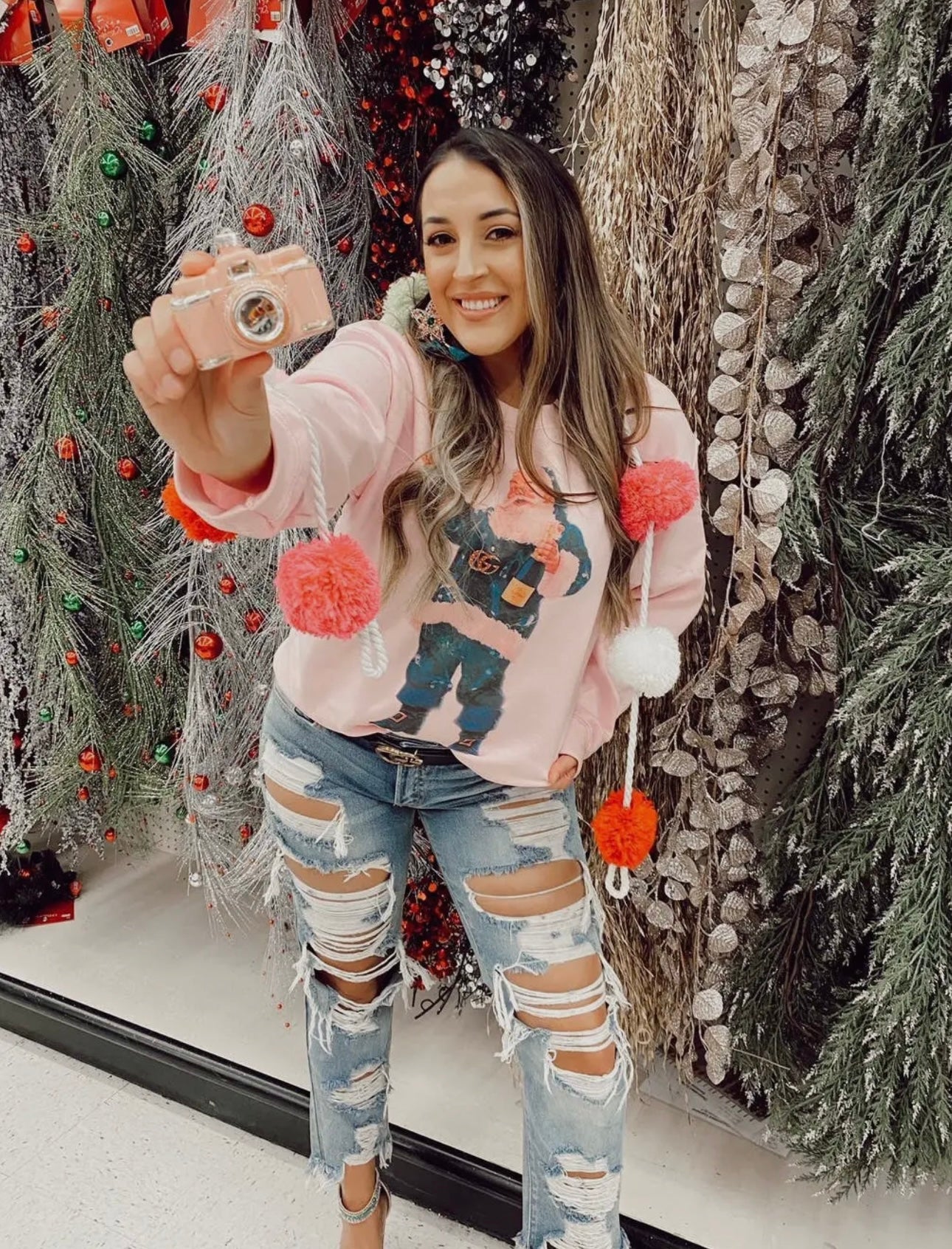 GUCCI Santa Designer Sweatshirt-Baby Pink Tie Dye