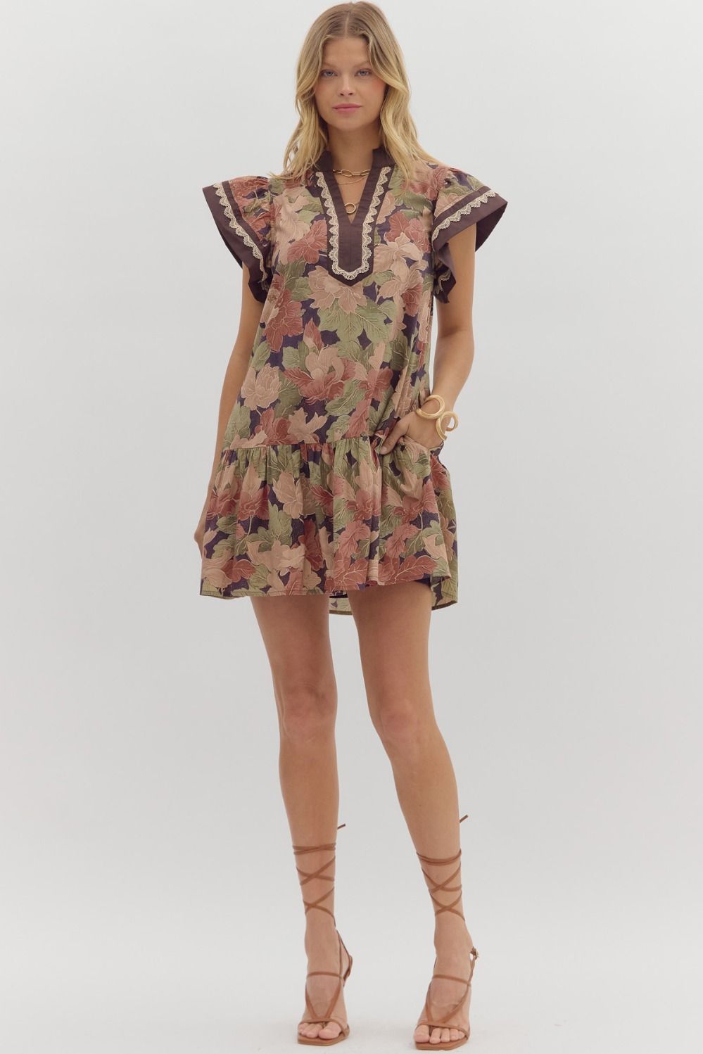 Falling Into You Floral Dress~ Entro