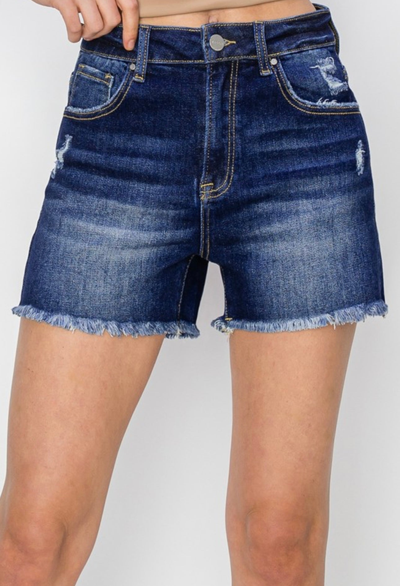 High Rise Dark Wash Denim Shorts