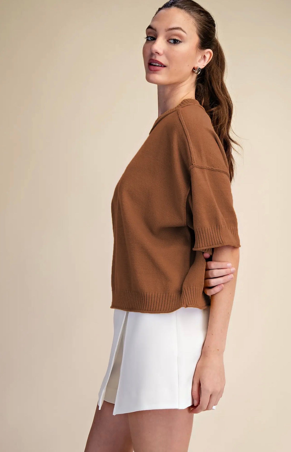 Relaxed Rust Crewneck Sweater