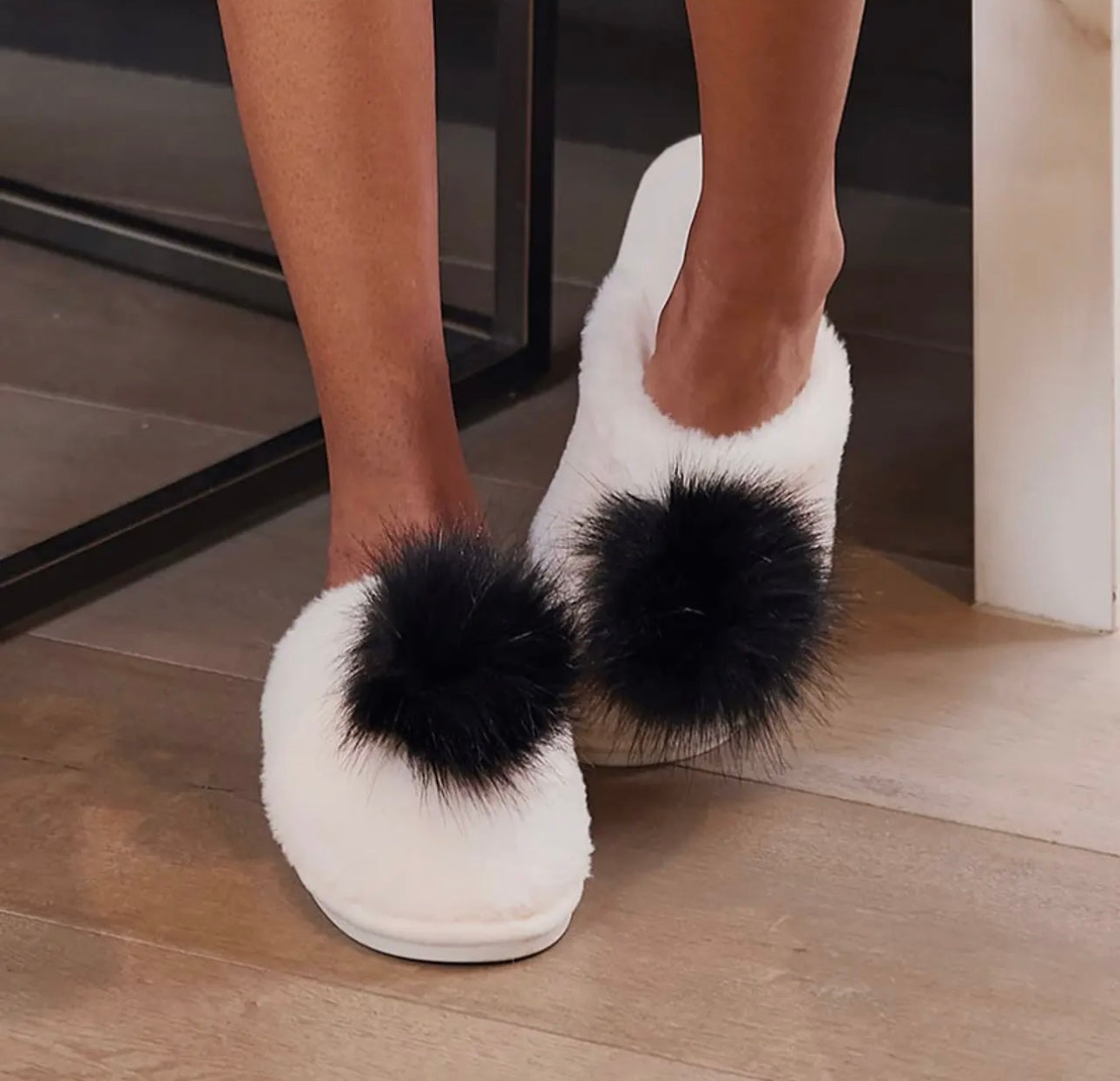 Pom Pom Plush Slippers