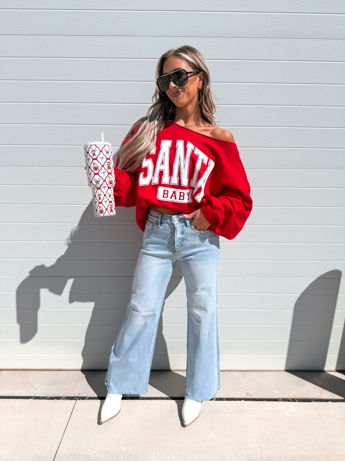 Santa Baby Off The Shoulder Sweatshirt