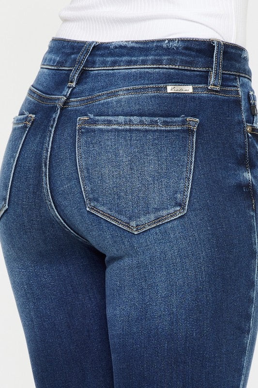 Kan-Can High Rise Hem Detail Ankle Skinny Jeans