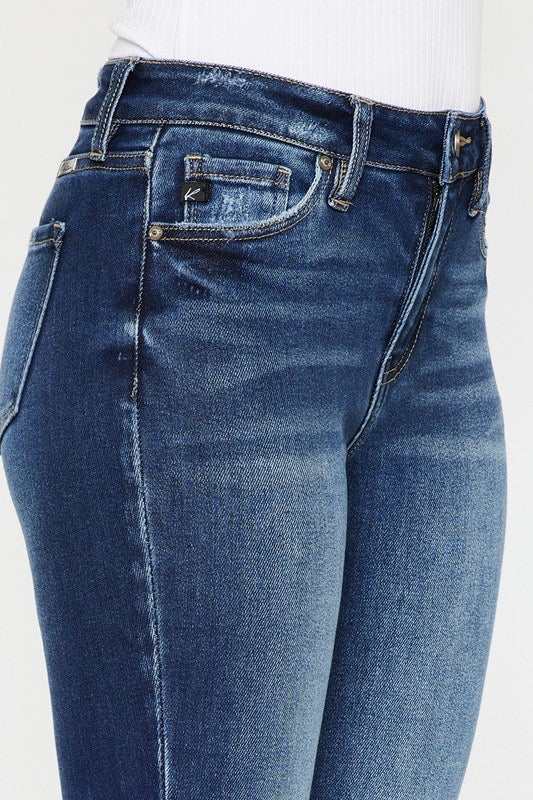 Kan-Can High Rise Hem Detail Ankle Skinny Jeans