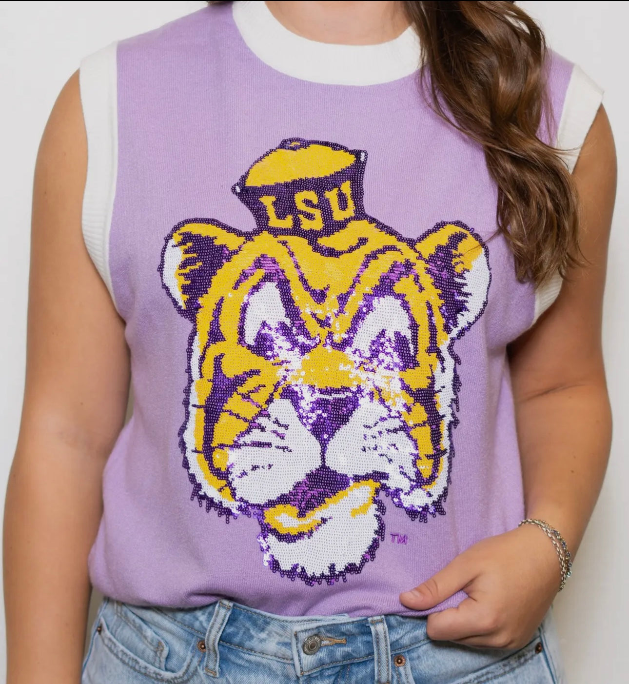 LSU Vintage Tiger Sequin Sweater🐯