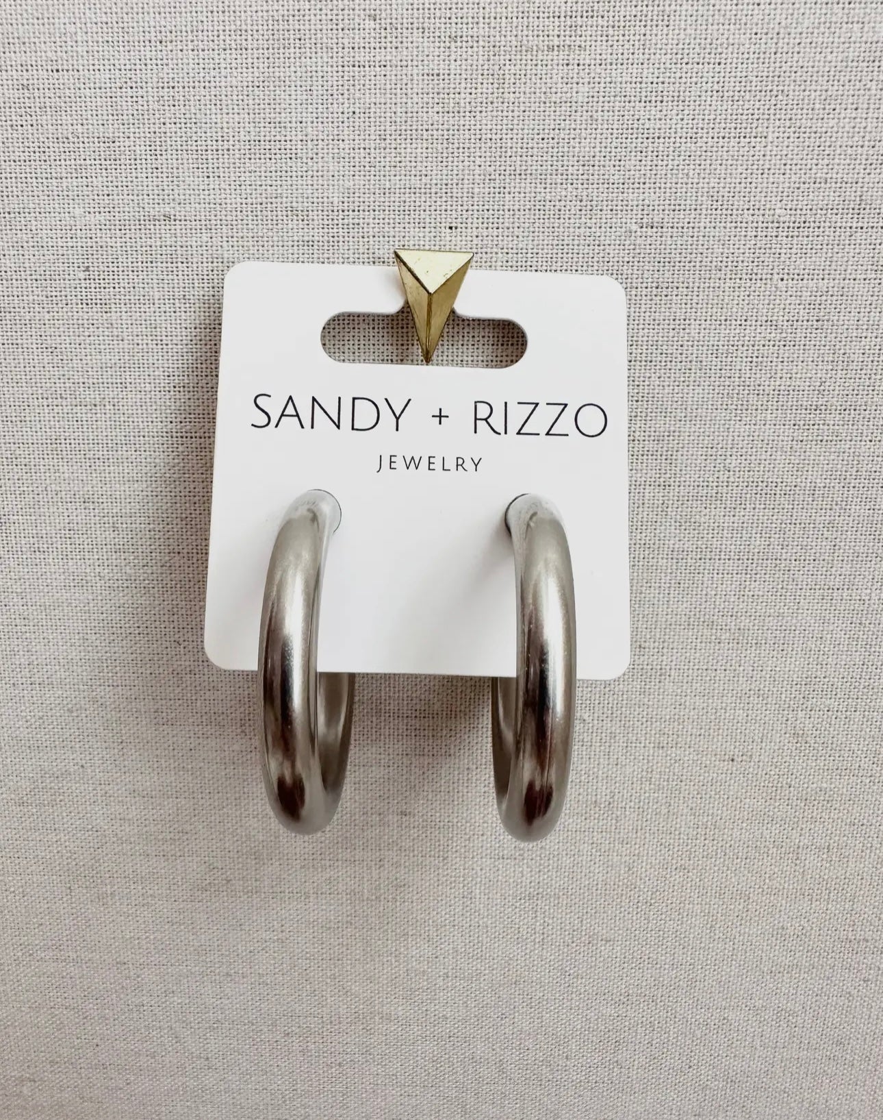 Brushed Silver Hoops