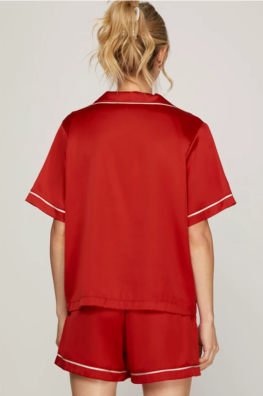 Red Satin Bow Pajama Set