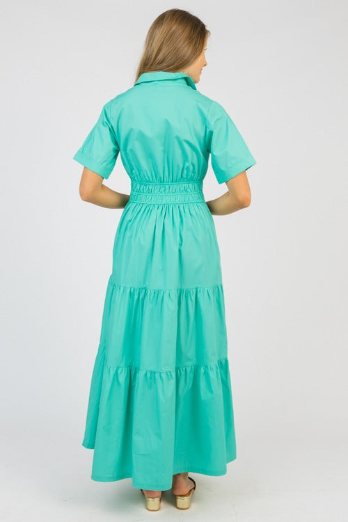 Woven Tiered Maxi Dress- Soft Jade