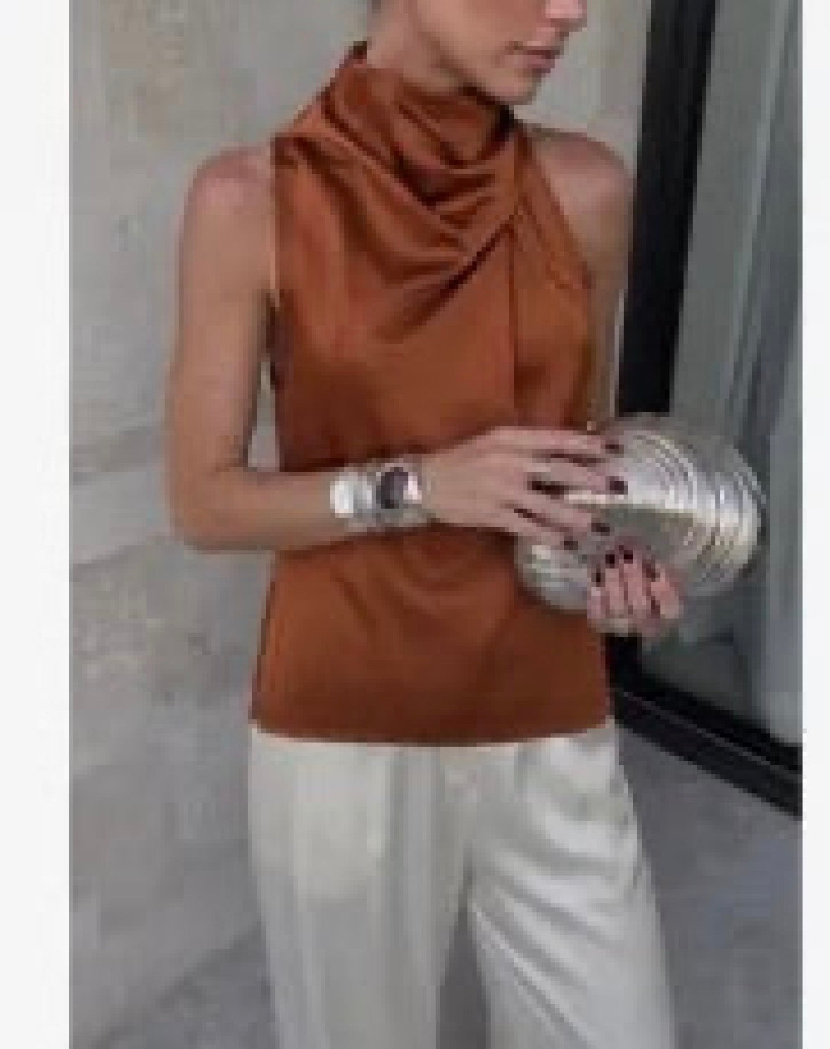 Mocha Wrap Sleeveless Blouse