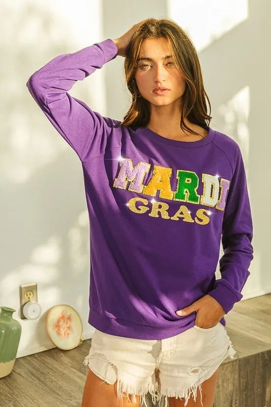 Mardi Gras Patch Pullover