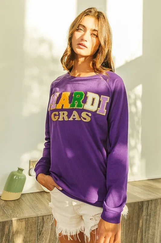 Mardi Gras Patch Pullover