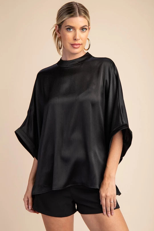 Black Mock Neck Blouse