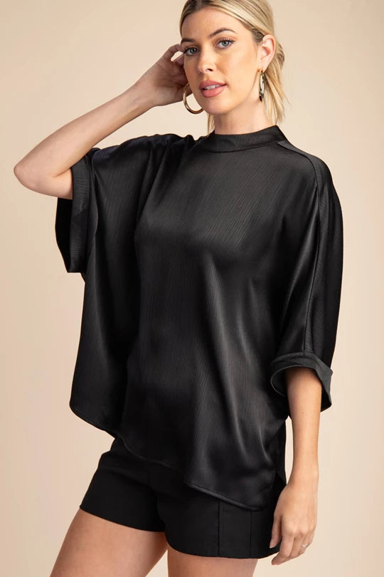 Black Mock Neck Blouse