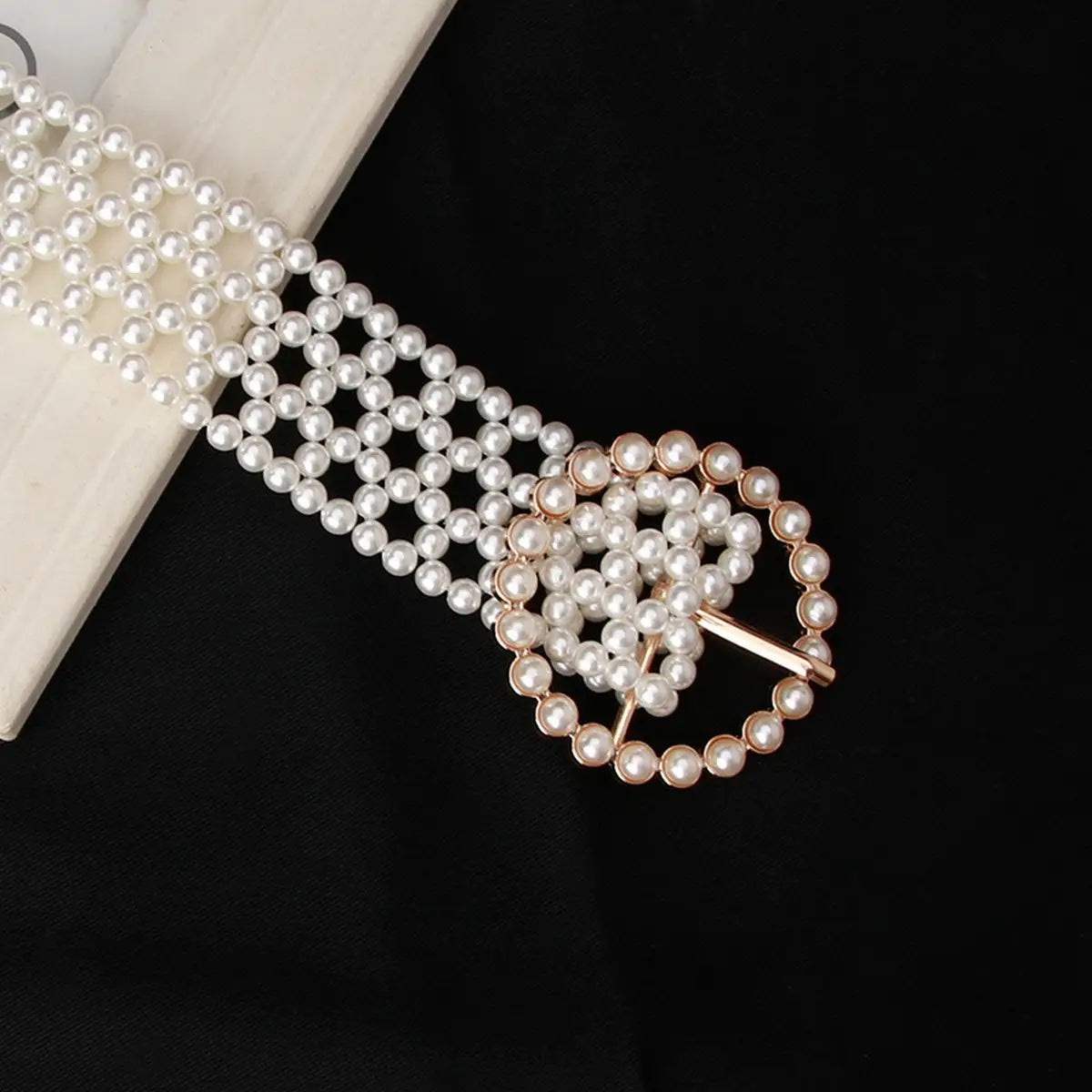 Pearl Woven Belt Alloy Buckle