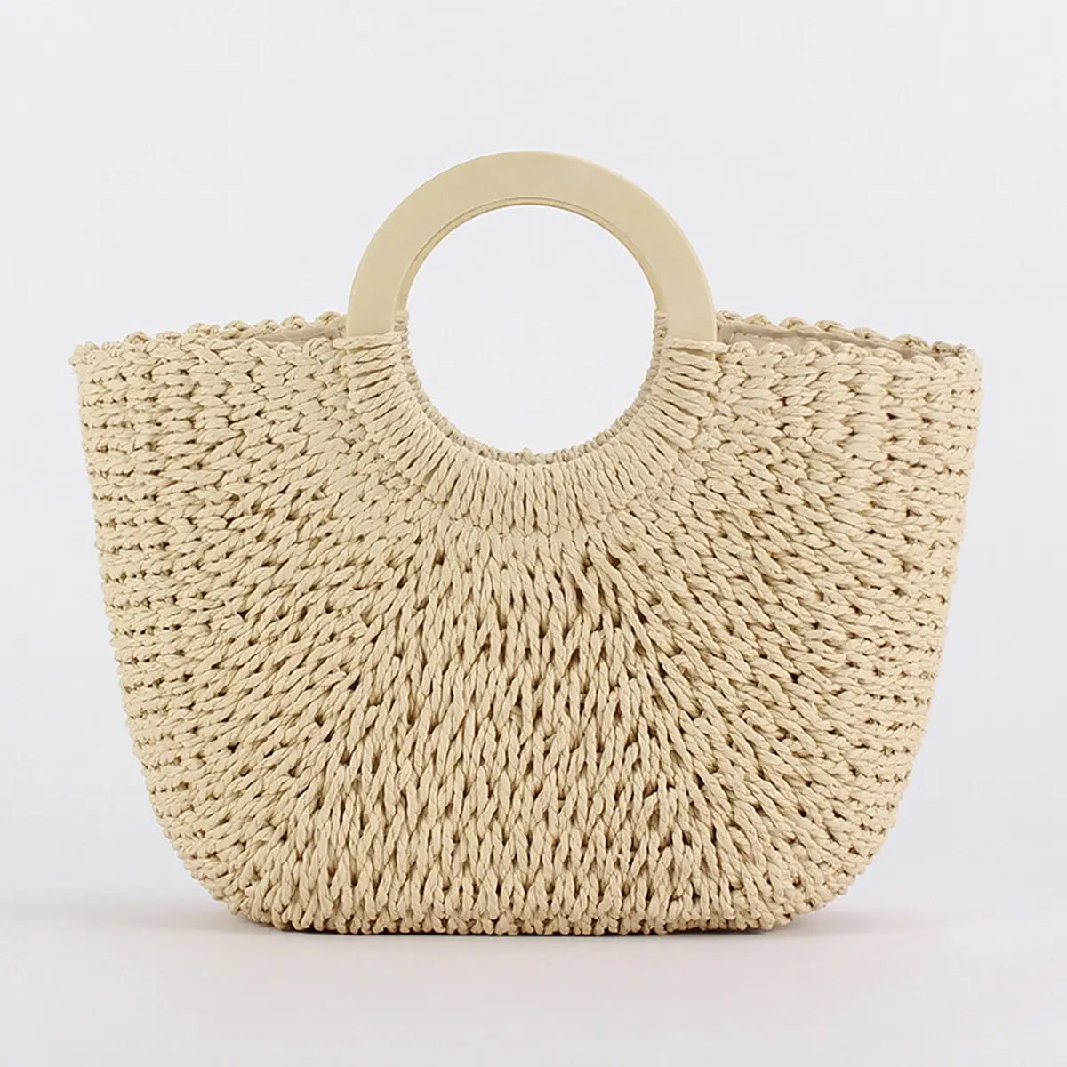 Tropical Paradise Handmade Woven Bag - Beige
