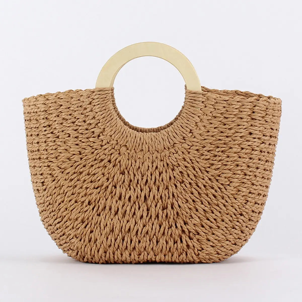 Tropical Paradise Handmade Woven Bag - Camel