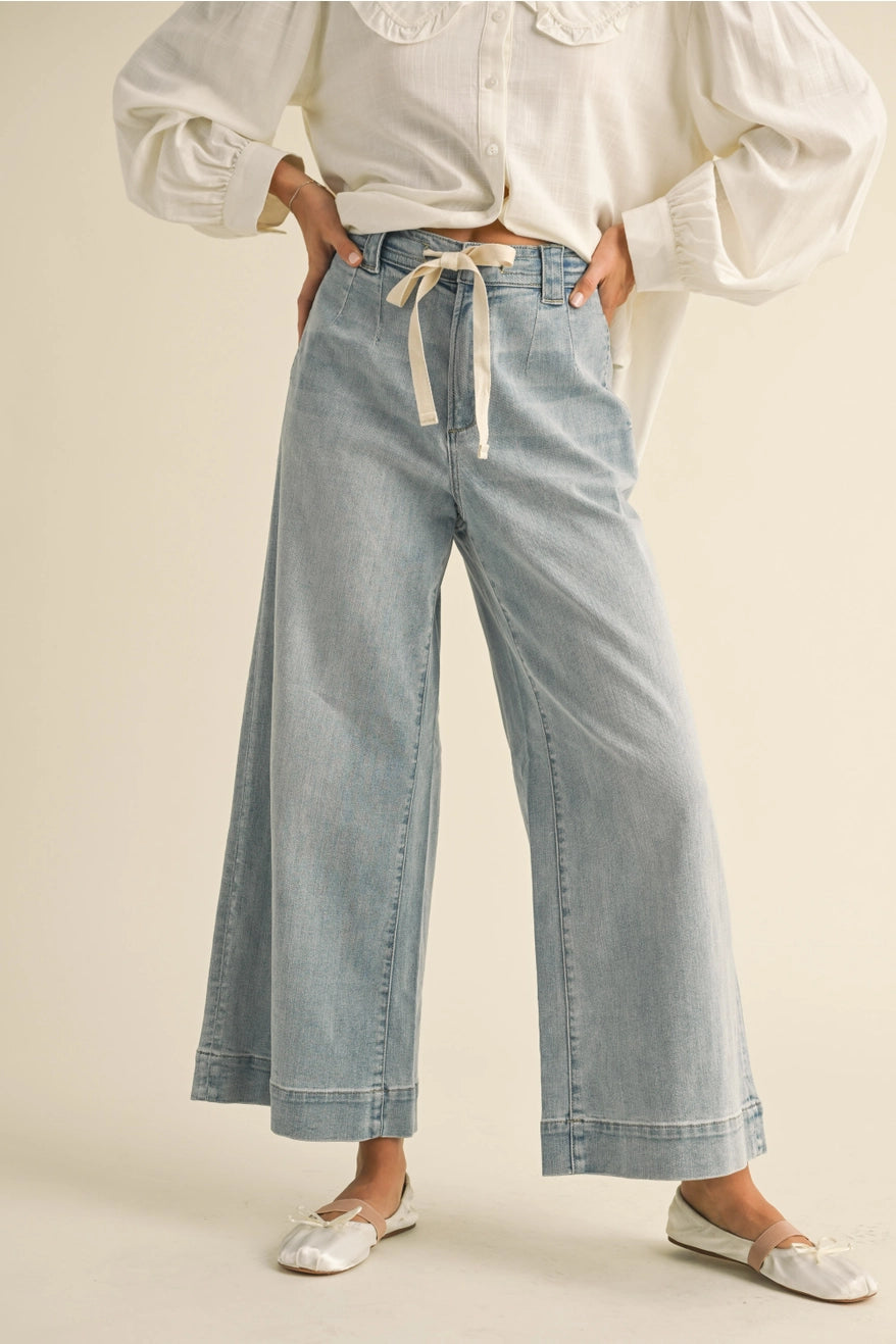 Miou Muse Washed Denim With Front Tie