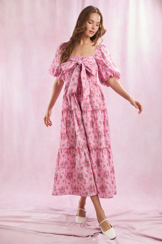 Happy Gatherings Floral Bow Maxi Dress