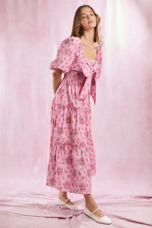 Happy Gatherings Floral Bow Maxi Dress