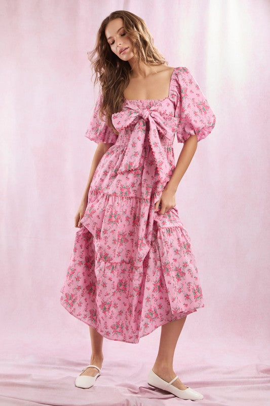 Happy Gatherings Floral Bow Maxi Dress
