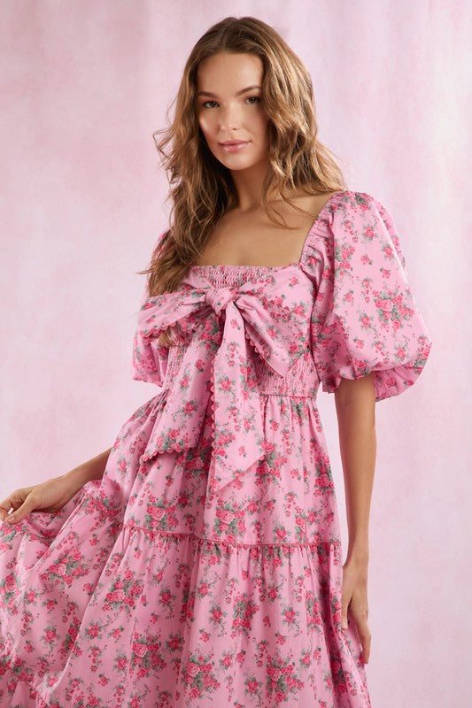 Happy Gatherings Floral Bow Maxi Dress
