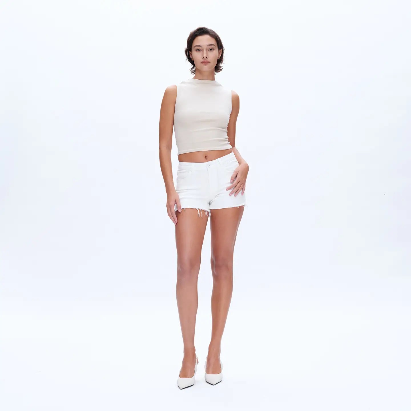 High Rise With Raw Hem Shorts