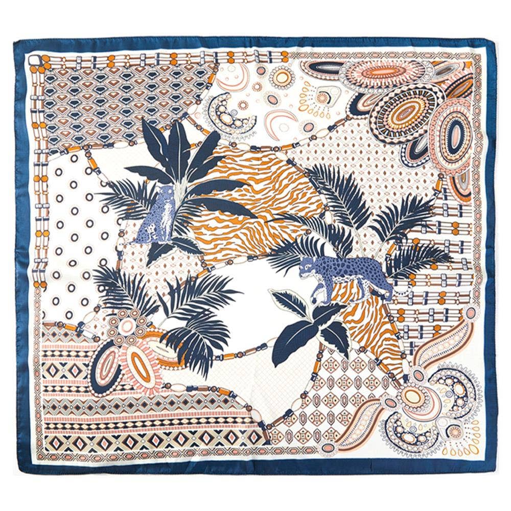 Geometric Pattern Silk Square Scarf