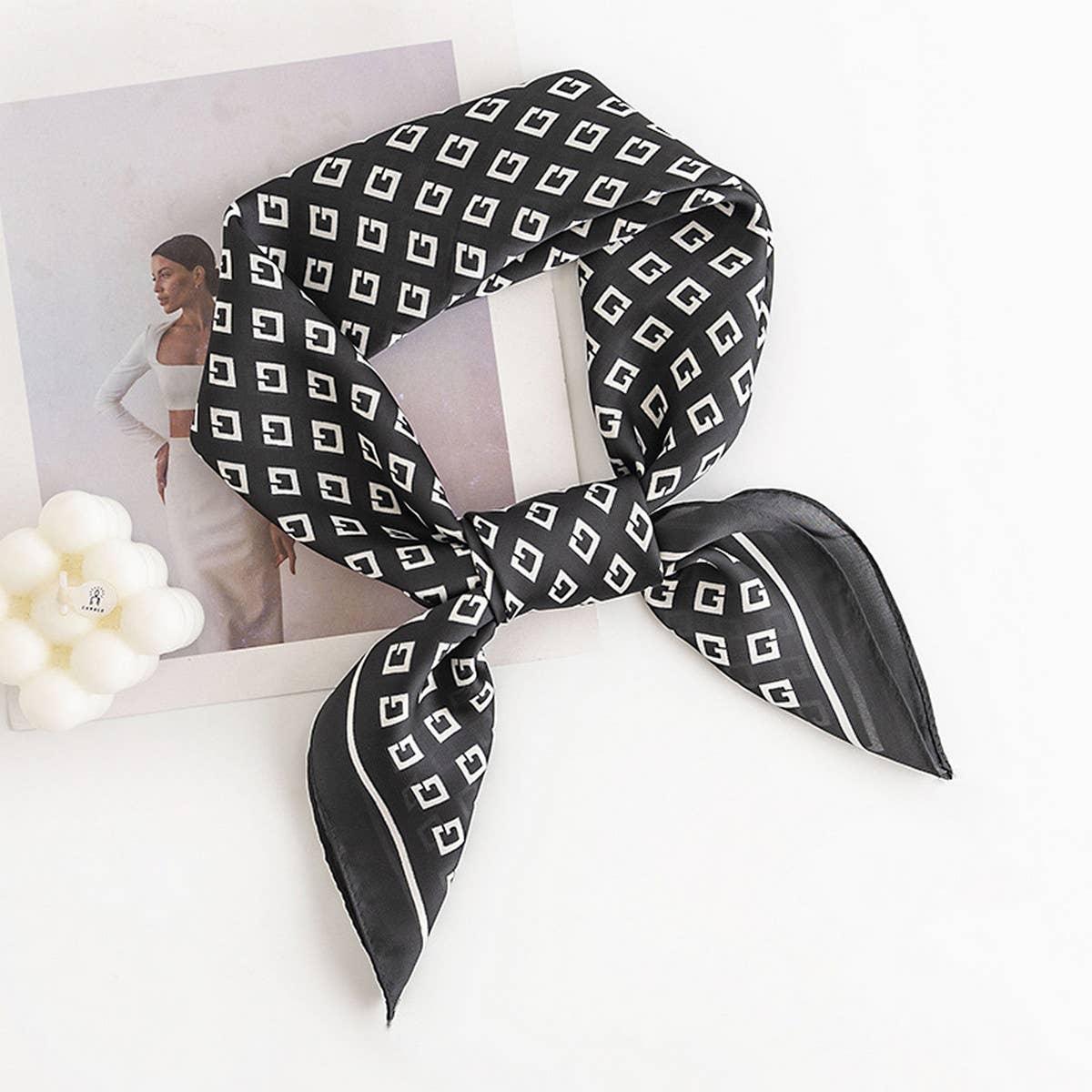 Chic Silk Square Scarf Black