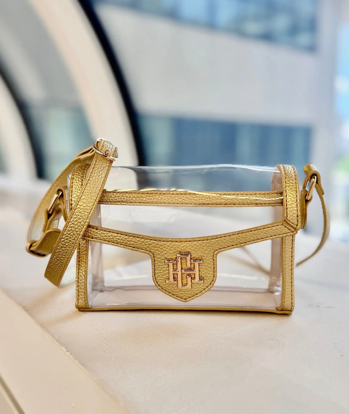Anna Clear Stadium Bag Gold