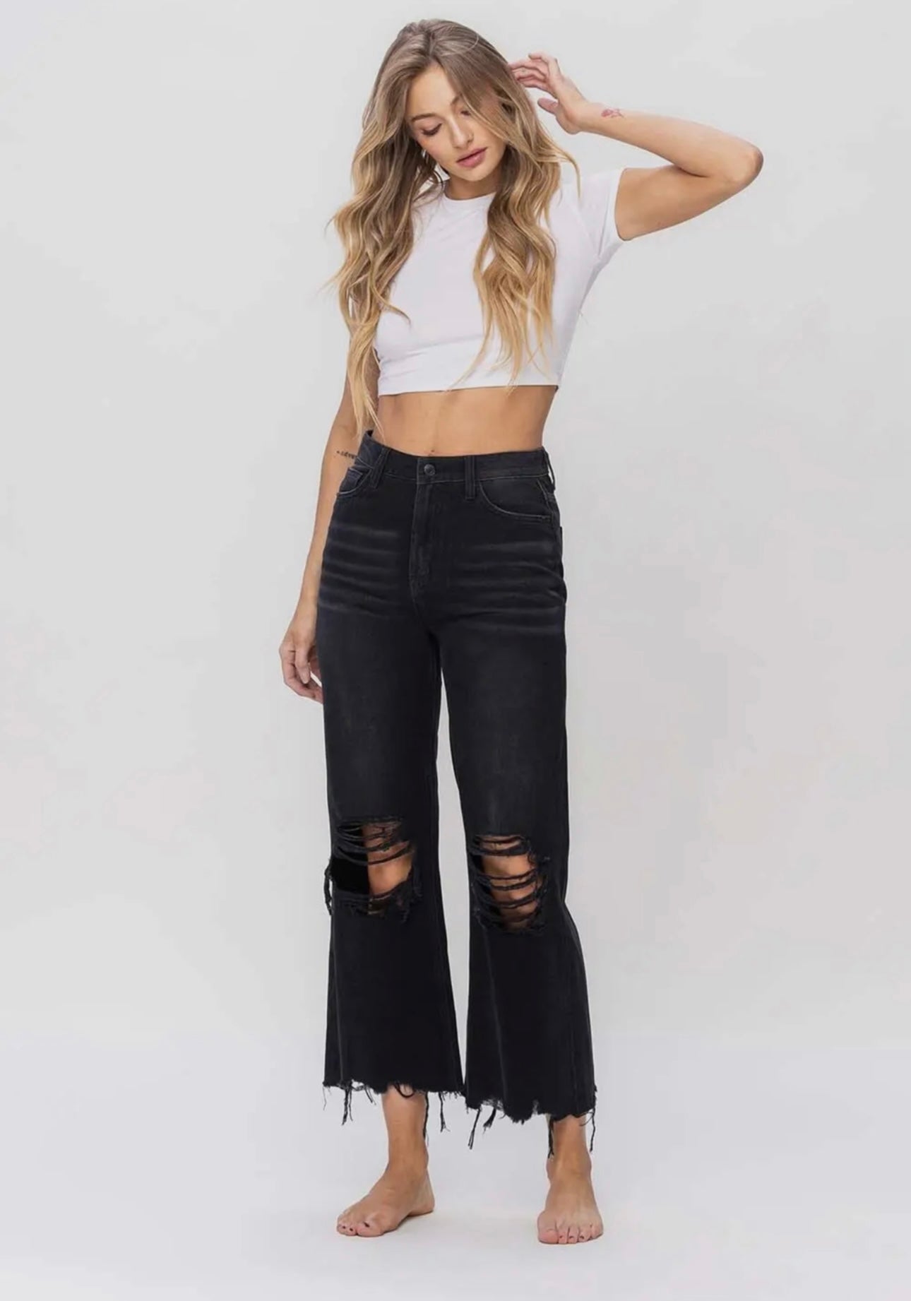 Vervet Flying Monkey Vintage Crop Straight Jeans- Black