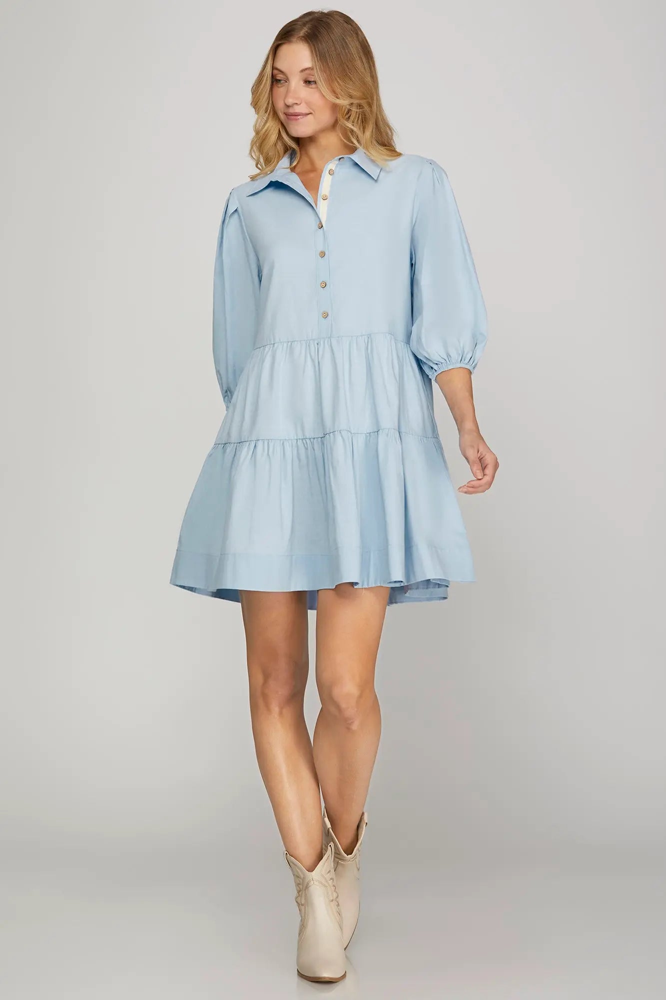 Blue Skies Button Down Dress