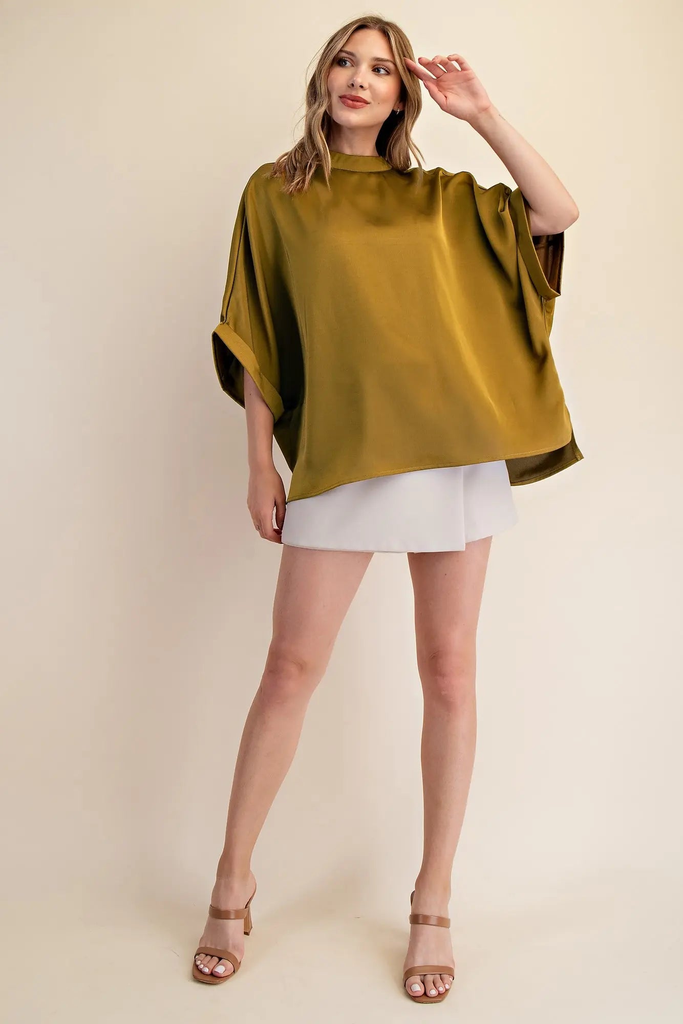 Mock Oversized Top-Mustard