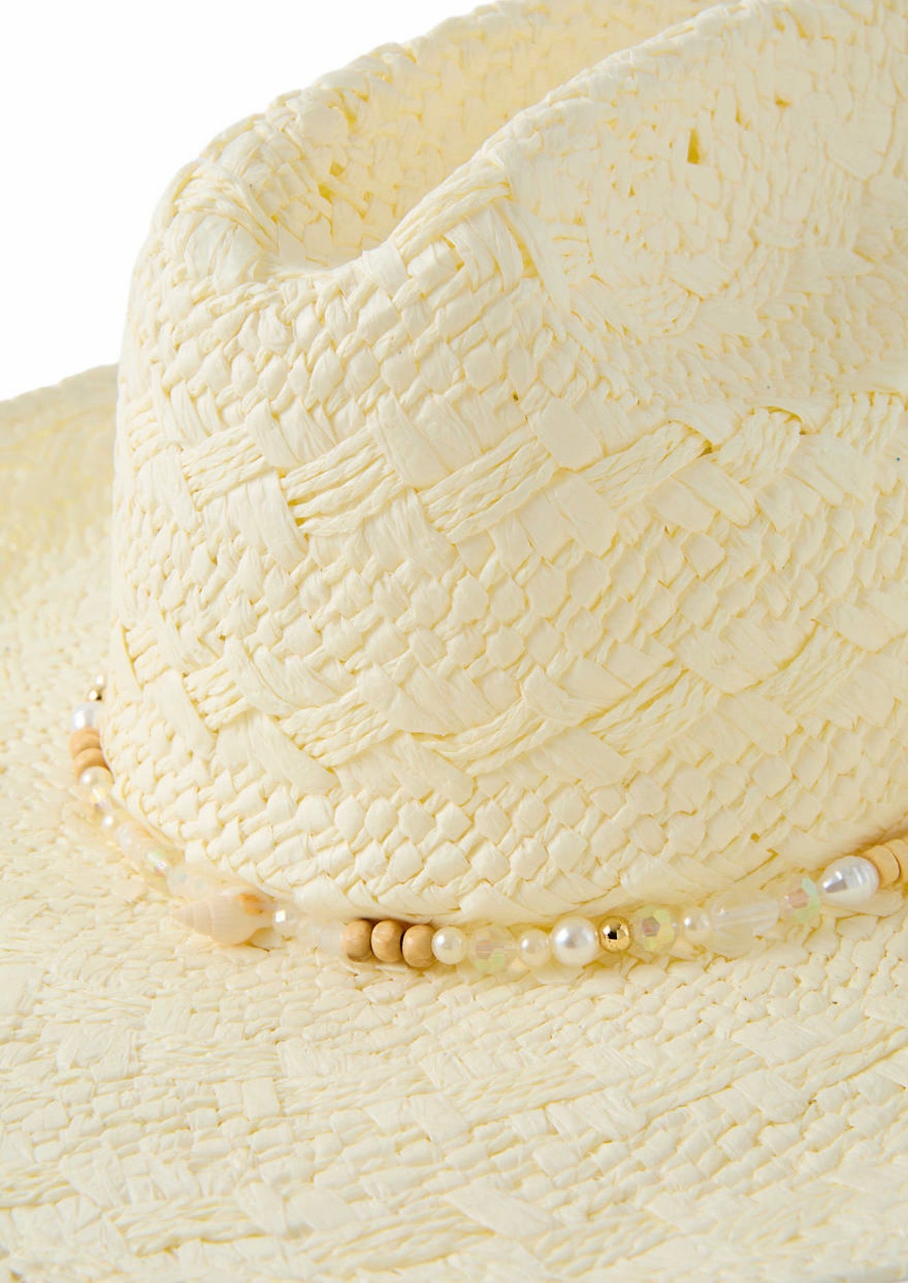 Cowgirl Straw Sun Hat With Beaded Seashells