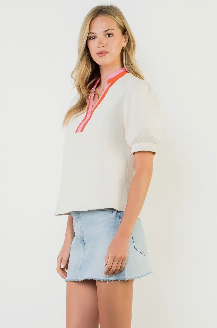 Simply Alluring Puff Sleeve Textured Blouse