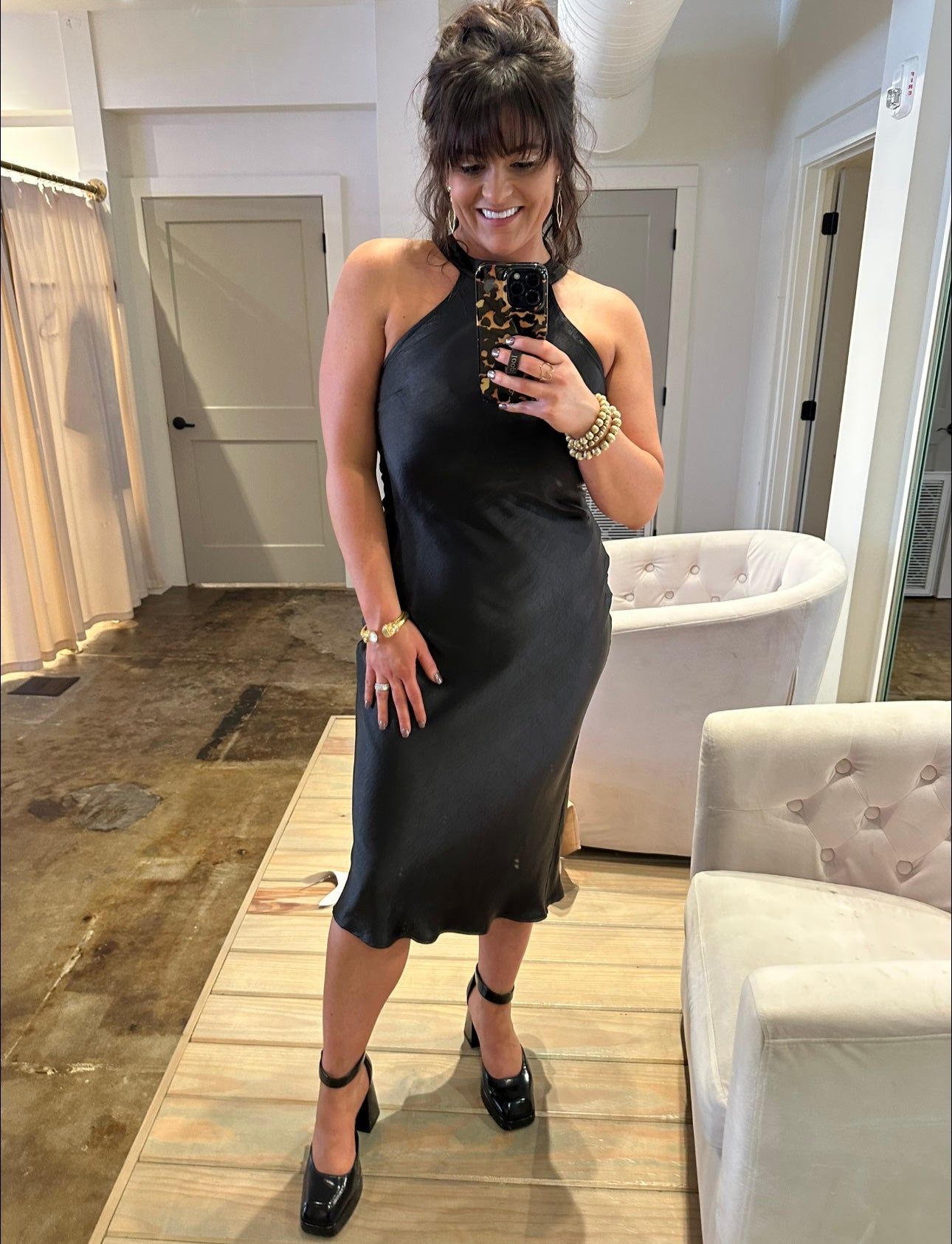 Dress to Impress- Black Halter Neck Open Back Dress