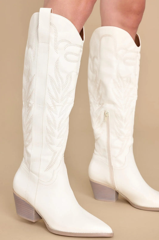 Giddy Up White Cowgirl Boots