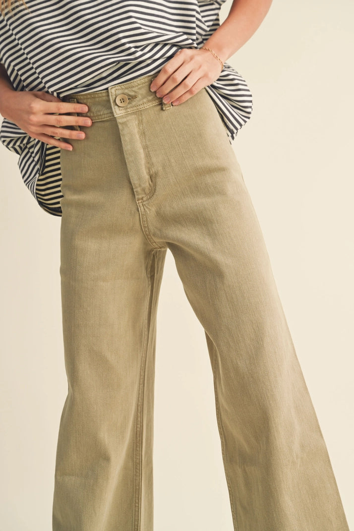 Miou Muse Toast Brown Straight Wide Leg Denim