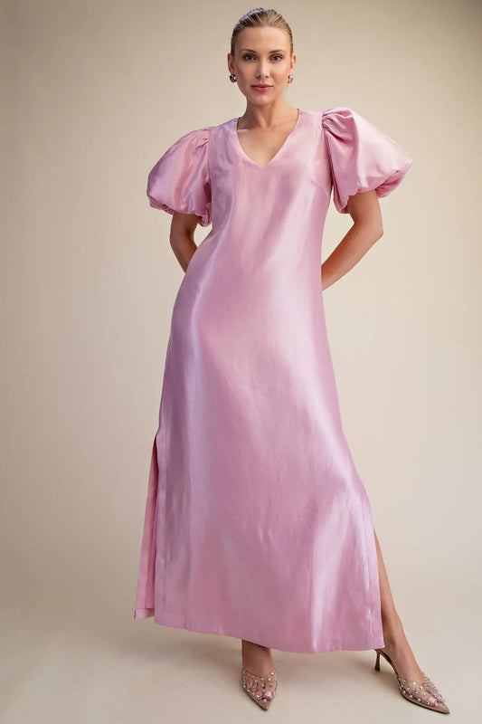 Pretty In Pink Glossy Maxi Dress