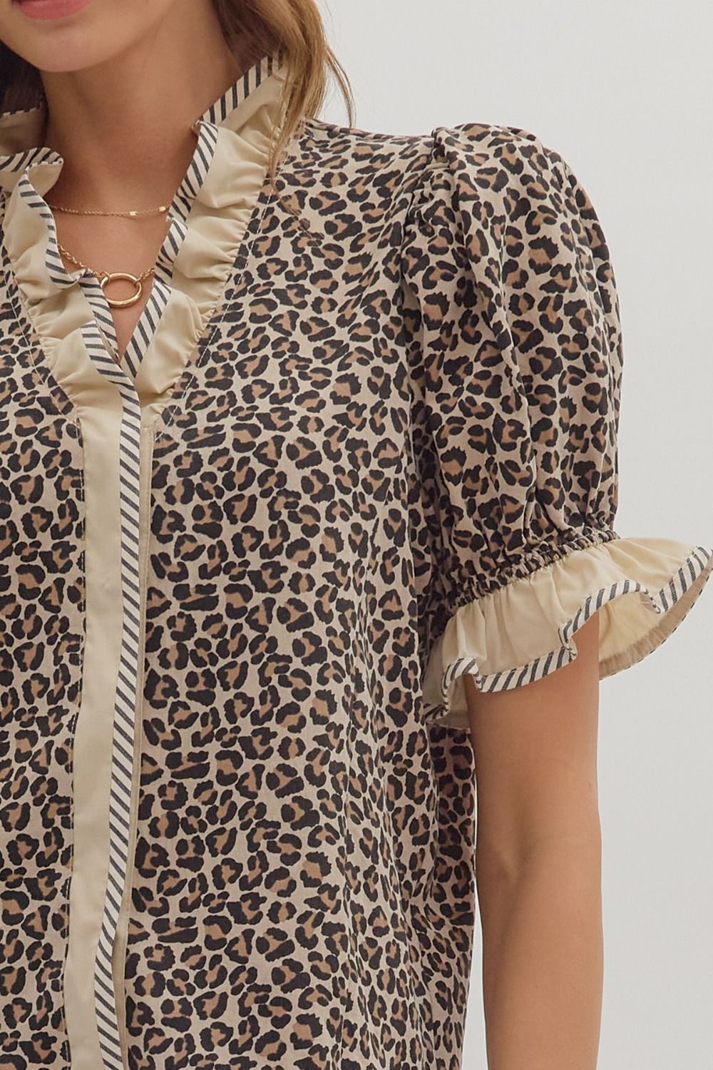 Leopard Ruffle Blouse