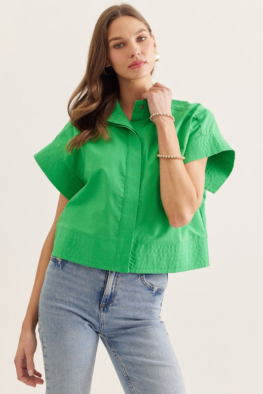 Alexis Collared Green Blouse