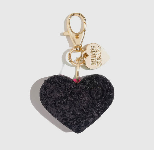 Black Glitter Alarm Keychain