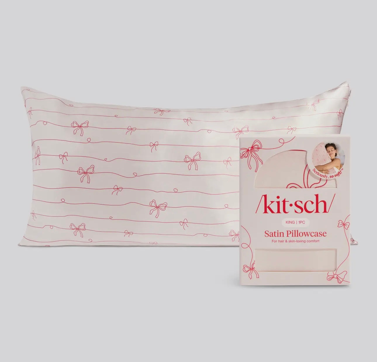 Kit*sch King Striped Bow Satin Pillowcases